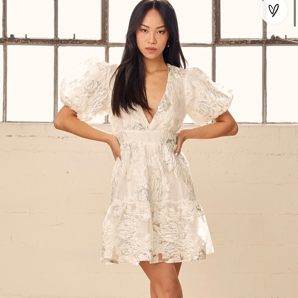All I Ever Need White Floral Jacquard Mini Skater Dress - Picture 16 of 16